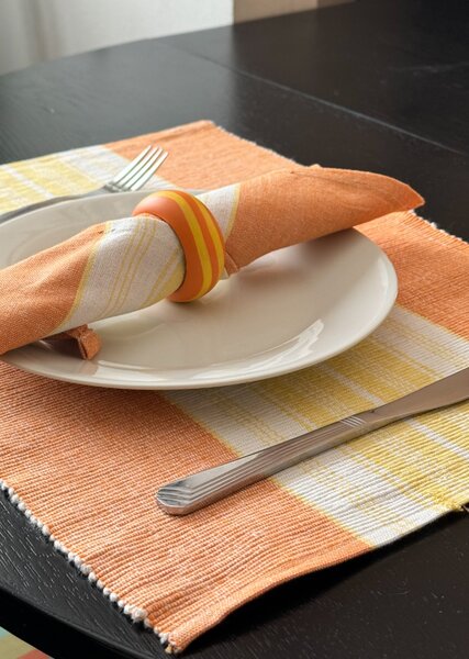 Set din bumbac Napron 32x47 cm cu servetel 40x40 cm FOOD Culoare: Verde