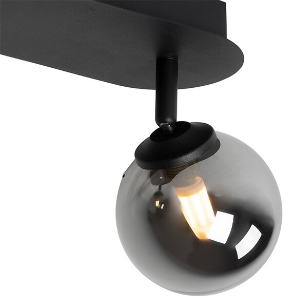 Spotlight modern negru cu sticlă fumurie 2 lumini - Atena