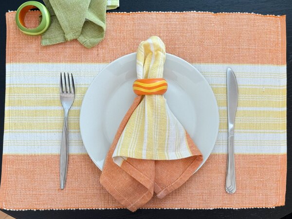 Set din bumbac Napron 32x47 cm cu servetel 40x40 cm FOOD Culoare: Verde