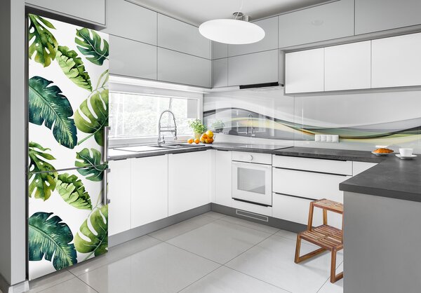 Autocolant pe frigider frunze tropicale