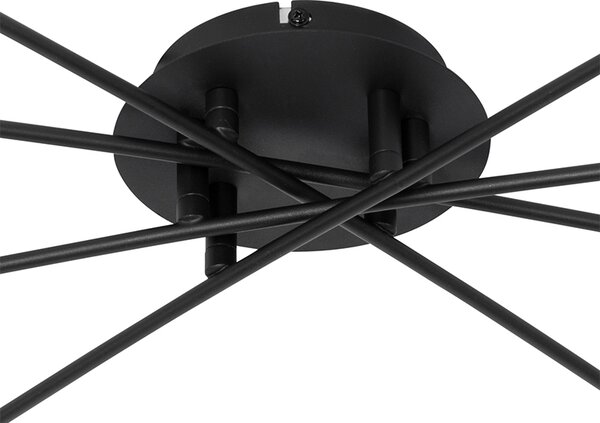 Plafoniera moderna neagra cu 8 lumini cu sticla fumurie - Atena