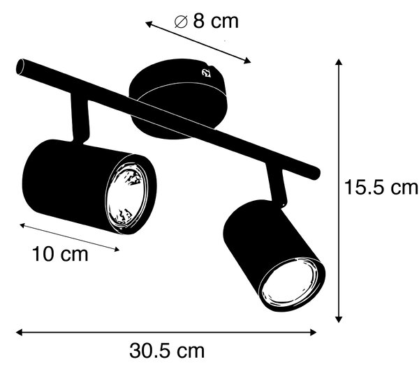 Spot reglabil modern alb, inclusiv 2 surse de lumină WiFi GU10 - Jeana