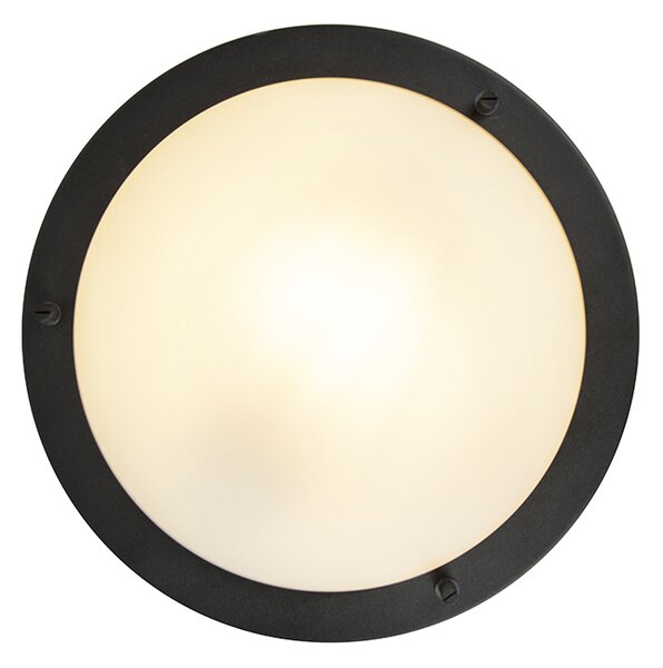 Plafonieră inteligentă neagră 31 cm cu WiFi inclus A60 IP44 - Yuma