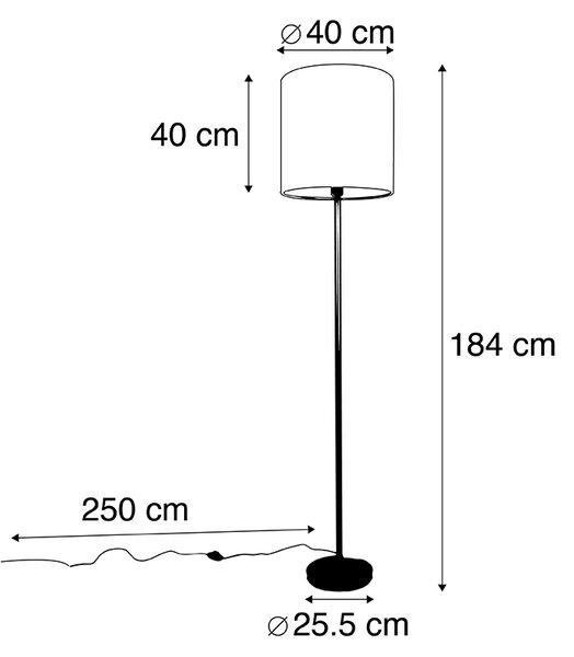 Lampă de podea romantică din alamă cu abajur roz 40 cm - Simplo