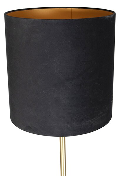 Lampă de podea clasică din alamă cu abajur negru 40 cm - Simplo