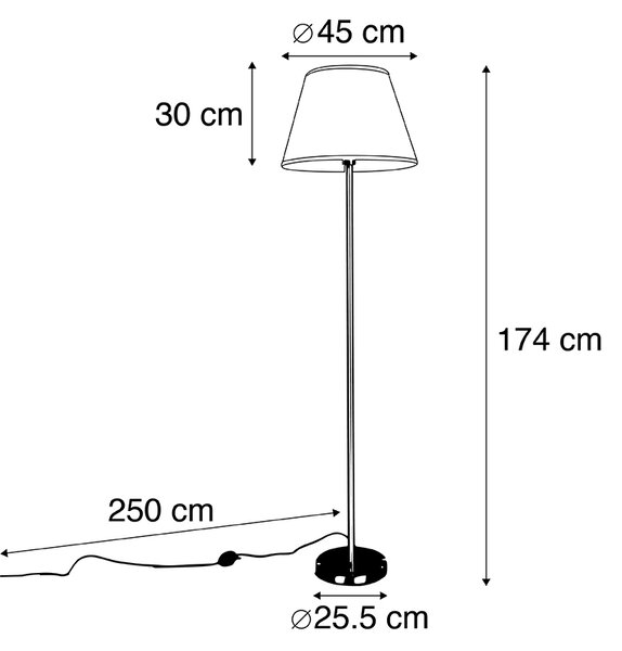 Lampă de podea modernă din oțel cu abajur plisat alb de 45 cm - Simplo