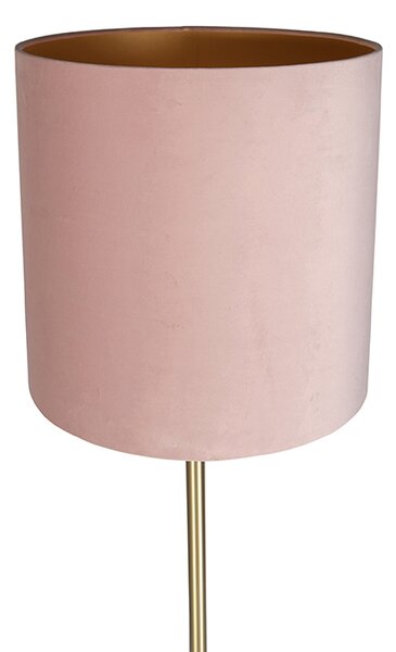Lampă de podea romantică din alamă cu abajur roz 40 cm - Simplo