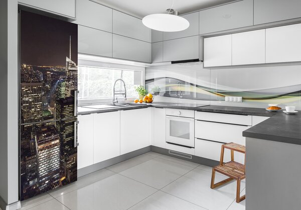 Autocolant pe frigider New York, pe timp de noapte