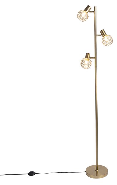 Lampa de podea de design aurie cu 3 lumini reglabile - Mesh