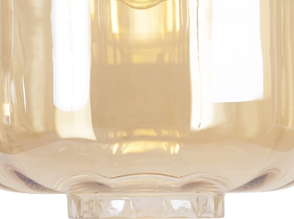 Lampă pendantă de design neagră cu sticlă chihlimbar 3 lumini 161,5 cm - Qara