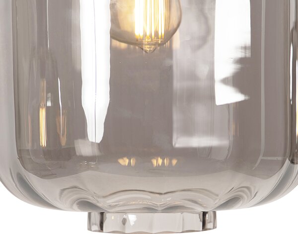 Lampă suspendată de design neagră cu sticlă fumurie 3 lumini 161,5 cm - Qara