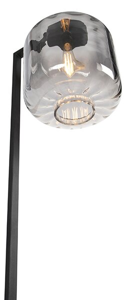 Lampa de podea de design neagra cu sticla fumurie - Qara Down