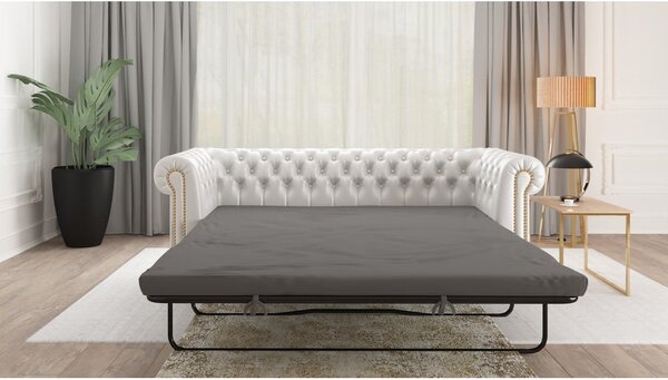 Canapea albă extensibilă cu tapițerie din imitație de piele 203 cm York – Ropez