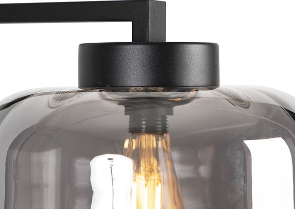 Lampa de podea de design neagra cu sticla fumurie - Qara Down