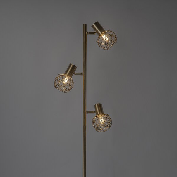 Lampa de podea de design aurie cu 3 lumini reglabile - Mesh