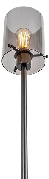 Lampa de podea de design neagră cu sticlă fumurie - Dome