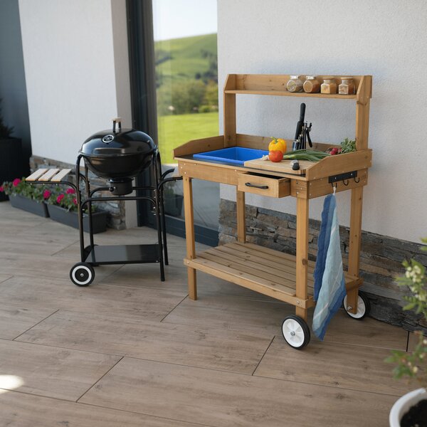 Masă de lucru pentru grădină Barrie (cu lavoar) (maro). Promo -62%. 1034233