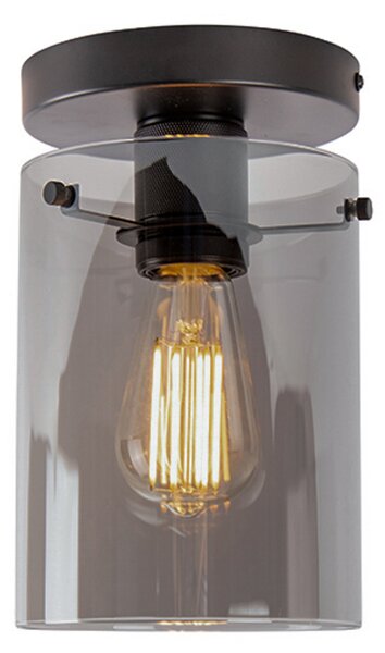Plafoniera de design neagra cu sticla fumurie - Dome