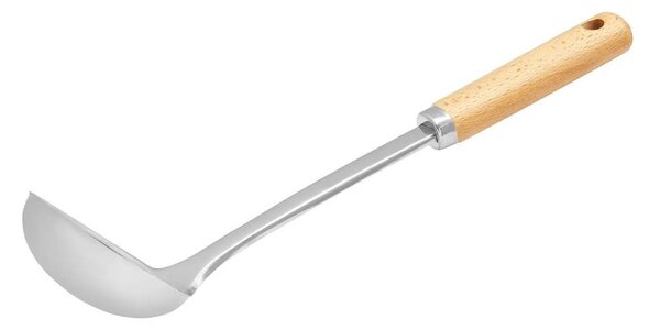 Polonic inox cu maner din lemn 30cm, Natural