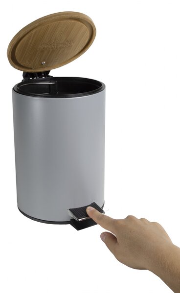 Cos de gunoi cu pedala 3L, gri, Scandic