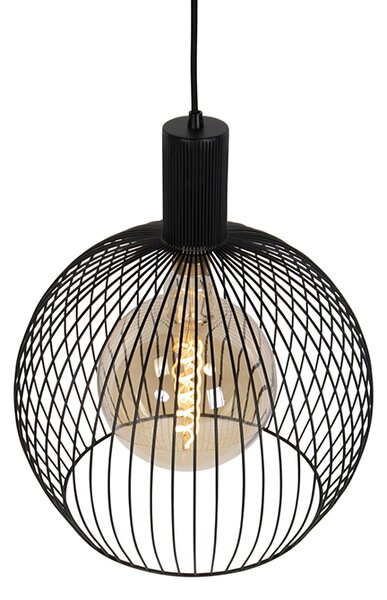 Lampă rotundă pendant de design neagră 40 cm - Dos
