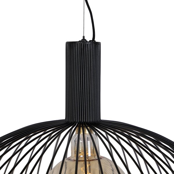 Lampă suspendată de design rotundă neagră 70 cm - Dos