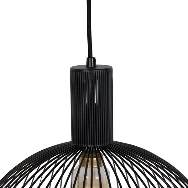 Lampă rotundă pendant de design neagră 40 cm - Dos