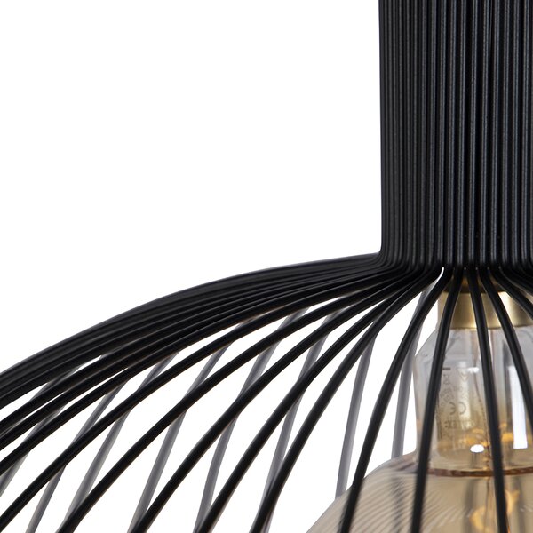 Lampă suspendată de design rotundă neagră 70 cm - Dos