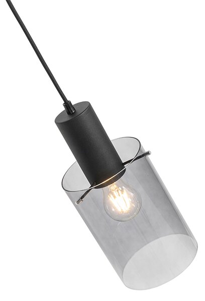 Lampă suspendată vintage neagră cu sticlă fumurie - Vidro