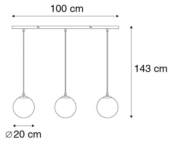 Lampă suspendată Art Deco din alamă cu sticlă roz cu 3 lumini - Pallon