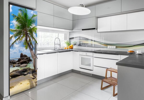 Autocolant frigider acasă plaja tropicala