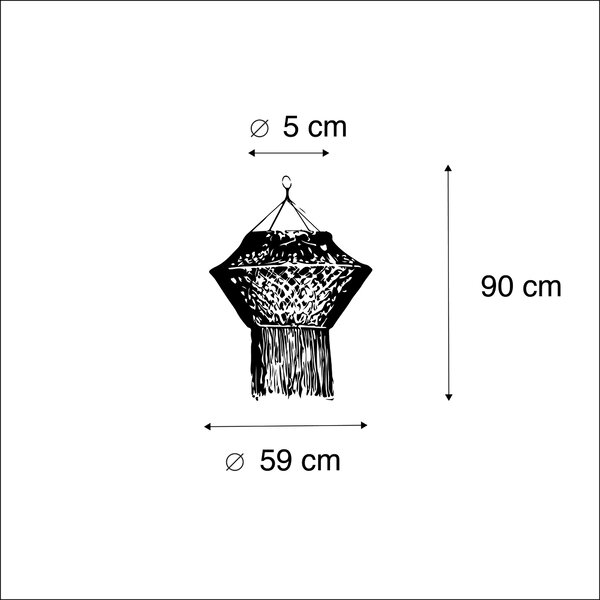 Abajur macrame natural 90 cm