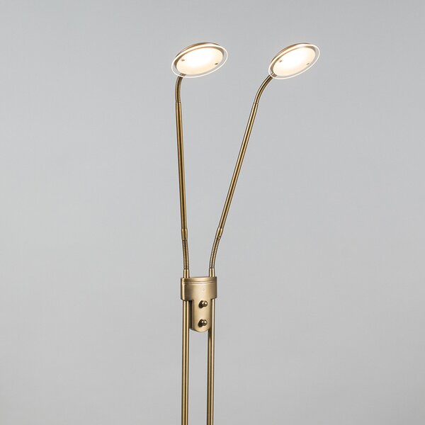 Lampă de podea modernă bronz cu lampă de citit cu LED - Eva