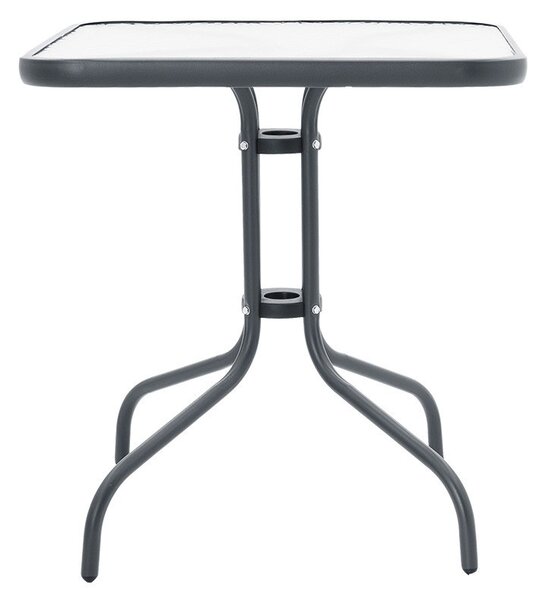 Masa exterior Watson din metal gri inchis - sticla 70x70x70cm