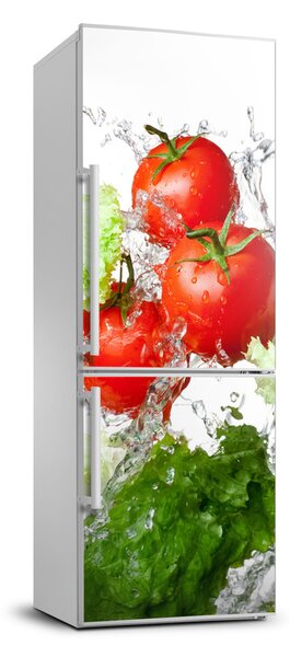 FotoFoto Autocolant pentru piele al frigiderului Tomate și salată