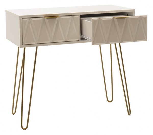 Consola Model Isla, Alb/Auriu, 80x39x74 cm