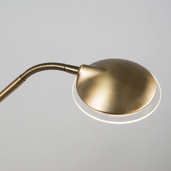 Lampă de podea modernă bronz cu lampă de citit cu LED - Eva