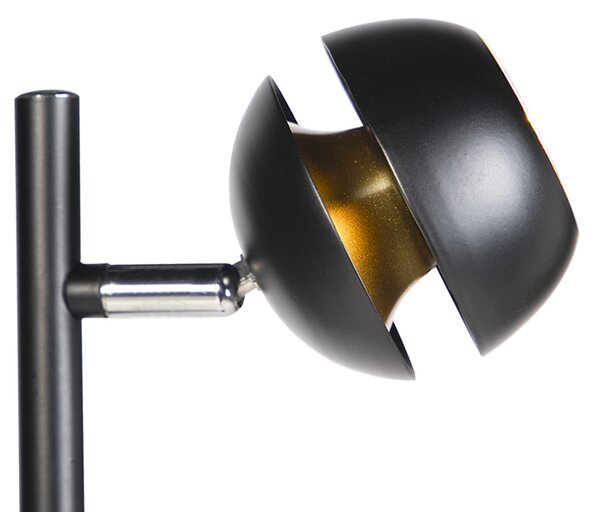 Lampa de podea moderna cu 3 lumini neagra cu interior auriu - Buell Deluxe