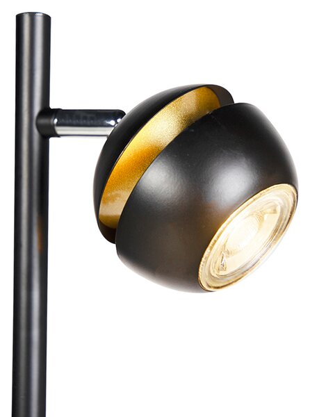 Lampa de podea moderna cu 3 lumini neagra cu interior auriu - Buell Deluxe