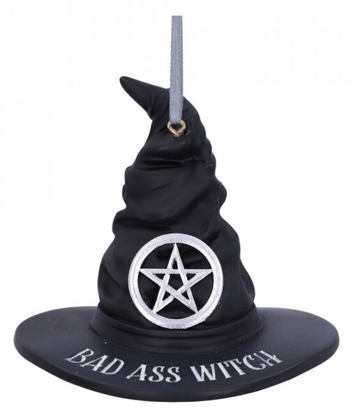 Decoratiune cu agatatoare palarie vrajitoare Bad Ass Witch 9 cm