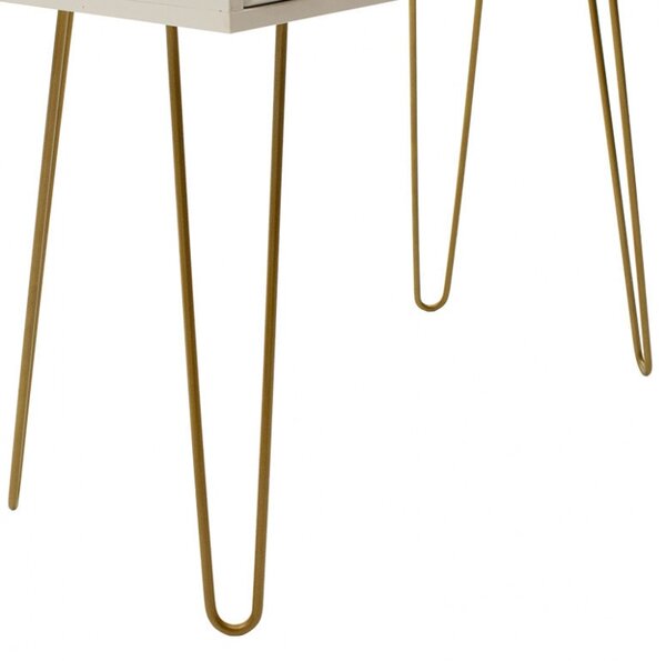 Consola Model Isla, Alb/Auriu, 80x39x74 cm