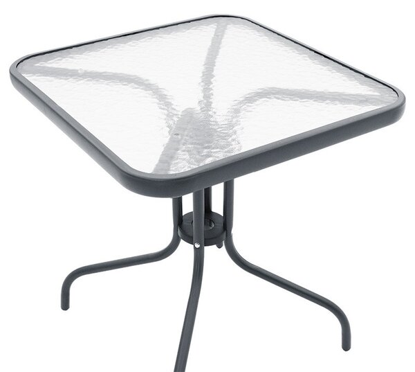 Masa exterior Watson din metal gri inchis - sticla 70x70x70cm