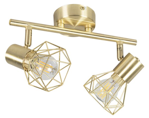 Spotlight Art Deco din alamă, reglabil pe înălțime și rotire, cu 2 lumini - Mosh