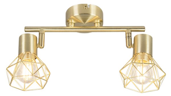 Spotlight Art Deco din alamă, reglabil pe înălțime și rotire, cu 2 lumini - Mosh