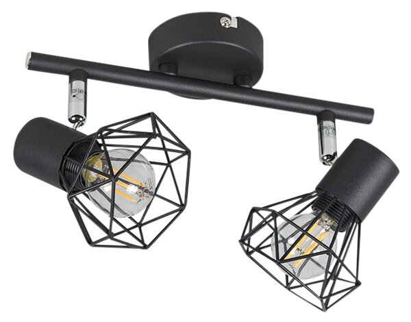Spotlight reglabil Art Deco negru cu 2 lumini - Mosh 2