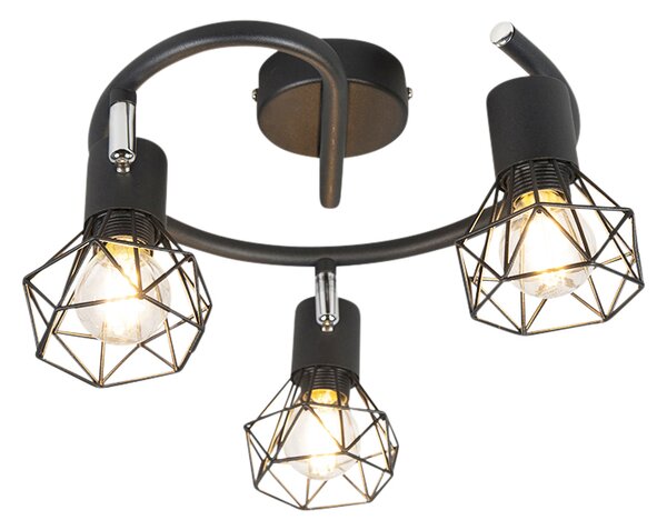 Spotlight Art Deco negru reglabil cu 3 lumini - Mosh