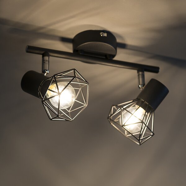 Spotlight reglabil Art Deco negru cu 2 lumini - Mosh 2