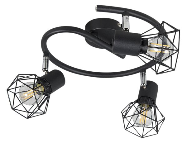 Spotlight Art Deco negru reglabil cu 3 lumini - Mosh