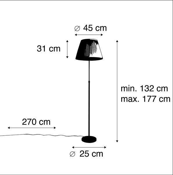 Lampă de podea neagră cu abajur plisat crem 45 cm reglabil - Parte
