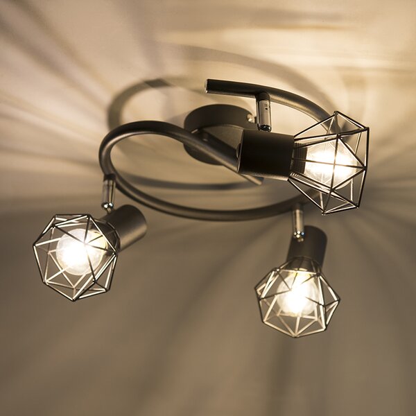 Spotlight Art Deco negru reglabil cu 3 lumini - Mosh